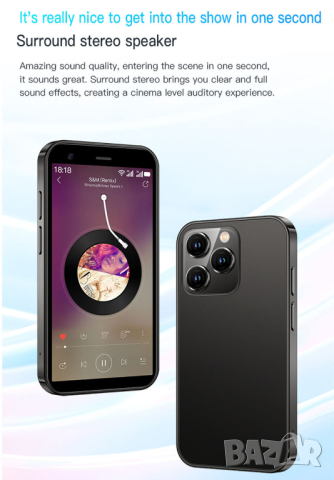 Мини телефон, мини смартфон, малък смартфон, мини iPhone, 4G с Андроид, Android, минисмартфон, снимка 4 - Телефони с две сим карти - 44693788