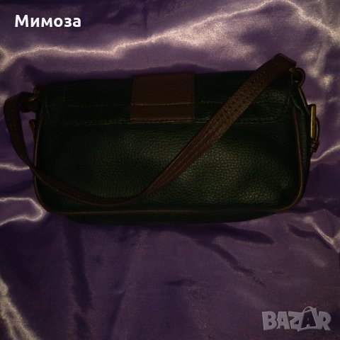 MING Тъмно зелена кожена чанта с кафяво, снимка 8 - Чанти - 34620765