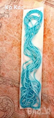 Дамско бижу от ситен наниз в синьо