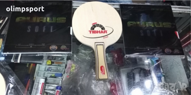 хилка за тенис на маса нова дърво tibhar smash комплексно дърво с  конкав дръжка​ гума tibhar aurus , снимка 1 - Тенис - 36082916