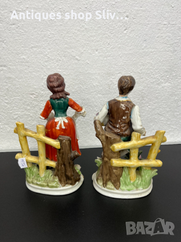 Чифт стари немски фигури на момче и момиче. №5176, снимка 7 - Колекции - 44725584