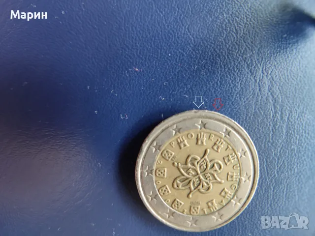 2 Евро монета 2002 г. на Португалия с печатна грешка, колекционерски артикул, снимка 4 - Нумизматика и бонистика - 50167884