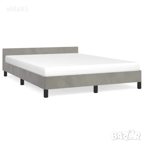vidaXL Рамка за легло без матрак, светлосива, 140x200 см, кадифе