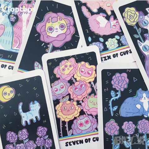 Таро карти с котки: White Cats Tarot & Black Cats Tarot & Weird Cat Tarot, снимка 11 - Карти за игра - 34171461