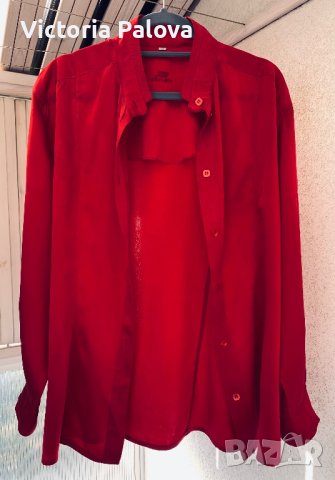 Червена ( малинова) риза JAQUES BRITT тежка коприна, снимка 5 - Ризи - 42655631