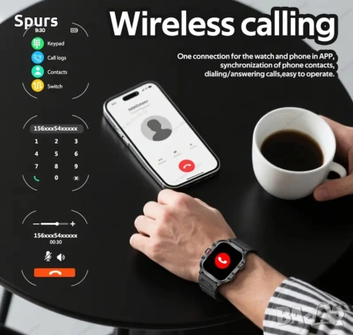 Смарт часовник - Wireless Call, снимка 2 - Смарт гривни - 51643107