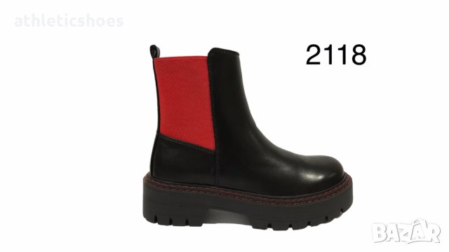 Дамски боти в черно и червено - 2118/ПРОМОЦИЯ