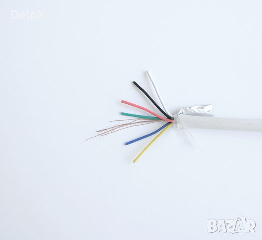 Екраниран кабел шестжилен за аларми бял 6x0,24mm2