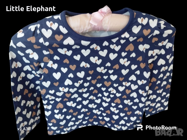 Блузка с дълъг ръкав за 3-4 год мом бели и кафяви сърца,Англия/нови