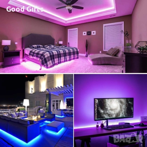 RGB LED лента Mood Lights с дистанционно управление – USB захранване, многоцветно амбиентно осветлен, снимка 8 - Лед осветление - 52934313