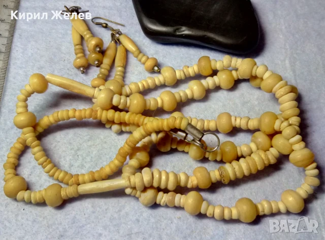 КОМПЛЕКТ СТАРИ ОГЪРЛИЦА и ОБЕЦИ МАЙСТОРСКИ РЪЧНО ИЗРАБОТЕНИ от КОСТ РОГ и БРОНЗЕ ЕтнАРТ НАКИТИ 17412, снимка 6 - Бижутерийни комплекти - 51360686