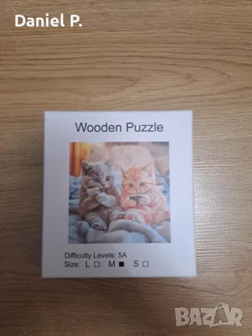 Красив дървен пъзел реалистичен с котки размер А4 , снимка 1