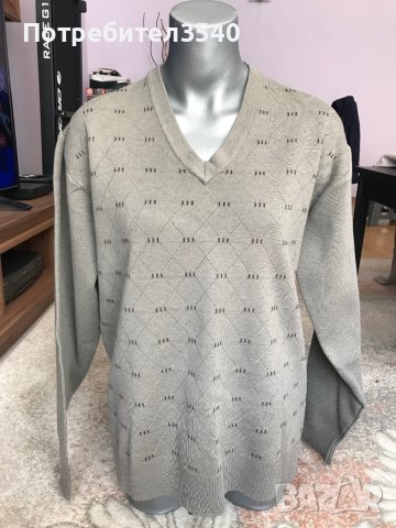 Бежов мъжки пуловер, снимка 2 - Пуловери - 40547255