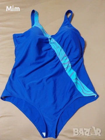 2XL Син цял бански със светло синя ивица, снимка 4 - Бански костюми - 50735210