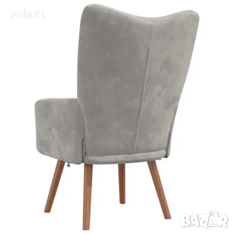 vidaXL Релакс стол, светлосив, кадифе, снимка 5 - Дивани и мека мебел - 56146853