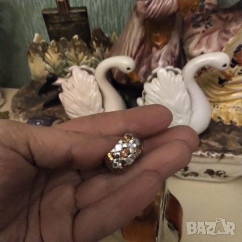 Авторски масивен сребърен пръстен с цитрин и бял циркон, снимка 7 - Пръстени - 41025513