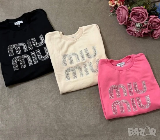 овърсайз памучна блуза miu miu , снимка 2 - Блузи с дълъг ръкав и пуловери - 50889981