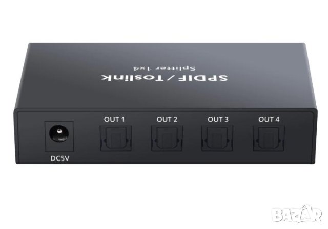 1X4 SPDIF TOSLINK Оптичен Сплитер за Цифрово Оптично Аудио 1 х Вход 4х Изхода LPCM 2.0 DTS Dolby-AC3, снимка 3 - Аудиосистеми - 41469966