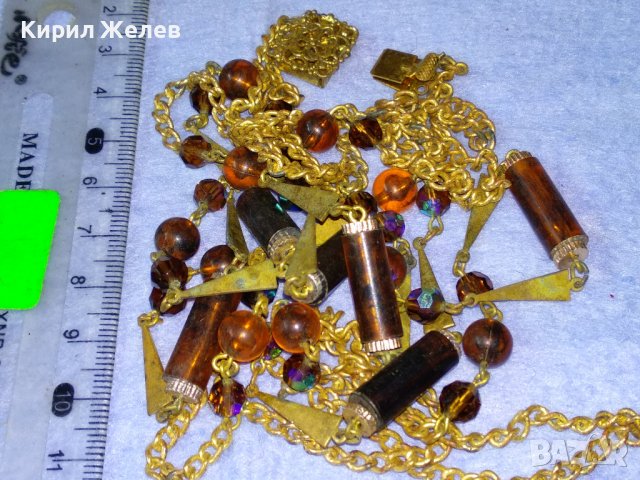 СТАРА РЕТРО АР НУВО СТИЛ ОГЪРЛИЦА БРОНЗ и КАТАЛИН с ПОЗЛАТА и ФИЛИГРАННА ЗАКОПЧАЛКА 36907, снимка 6 - Антикварни и старинни предмети - 40684793