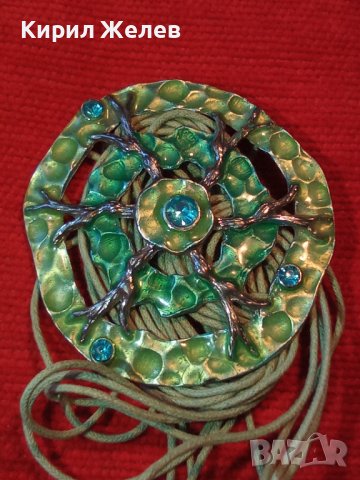 СКЪПОЦЕНЕН АРТ НУВО СТИЛ МЕДАЛЬОН с ЦВЕТНИ ФАСЕТИРАНИ КРИСТАЛИ ПОСРЕБРЕН ЕМАЙЛИРАН 26989, снимка 3 - Колиета, медальони, синджири - 35078633