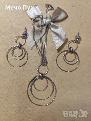 Сребърен комплект - колие и висящи обеци (40)