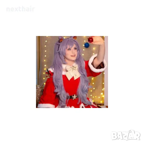 Аниме косплей лилава перука с две опашки Genshin Impact Keqing Cosplay, снимка 9 - Аксесоари за коса - 50340487