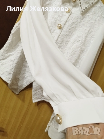 Дамска нова риза,красива,за празник,с еластан,гр обиколка 55см,дължина ,64см, снимка 2 - Ризи - 52674284