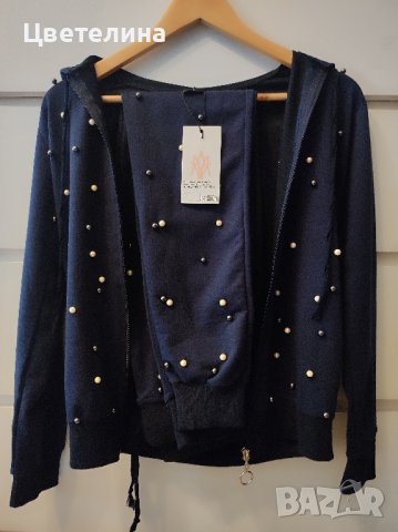 Дамски комплект в тъмносиньо с перли размер S цена 33 лв., снимка 4 - Комплекти - 42672540