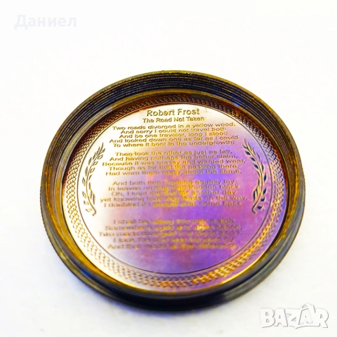 Бронзов компас с гравирано пиратско лого и стихотворение , снимка 3 - Подаръци за мъже - 43051959