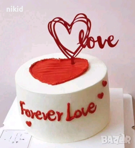Свети Валентин сърце сърца love червен твърд топер декор украса за торта, снимка 4 - Други - 27605973