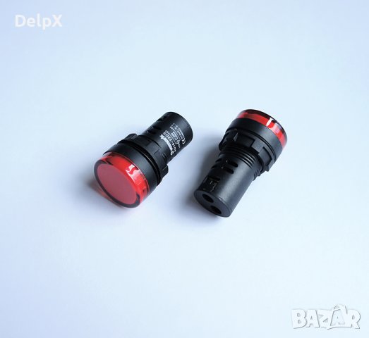 Индикаторна LED лампа червена 220V 0,02A Ф22mm  , снимка 1 - Друга електроника - 42617461