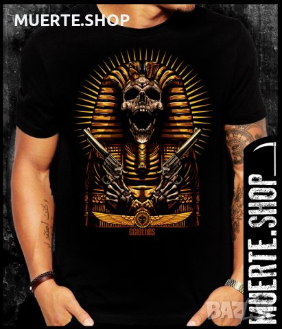 Черна тениска с щампа CURSE OF TUTANKHAMON, снимка 1 - Тениски - 42664543