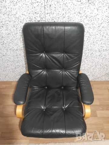 Скандинавско кресло от естествена кожа!, снимка 5 - Дивани и мека мебел - 51860183