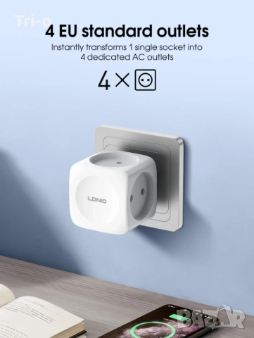 LDNIO Мини куб разклонител, адаптер 4 мулти-изхода, захранване 16A, снимка 6 - Друга електроника - 53138028