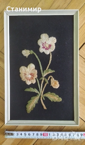Картини с бродирани цветя -6 бр. комплект, снимка 8 - Картини - 51485449