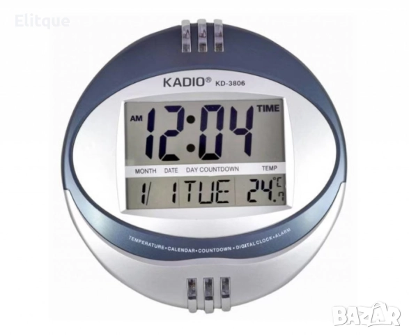 Настолен/стенен часовник, будилник, термометър в едно с LCD дисплей, снимка 6 - Други стоки за дома - 52815686