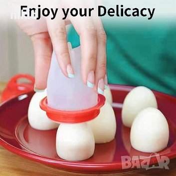 6 бр силиконови форми съда чашки за варене на яйца яйце без черупка Egg Boil Cooker, снимка 3 - Аксесоари за кухня - 41417380