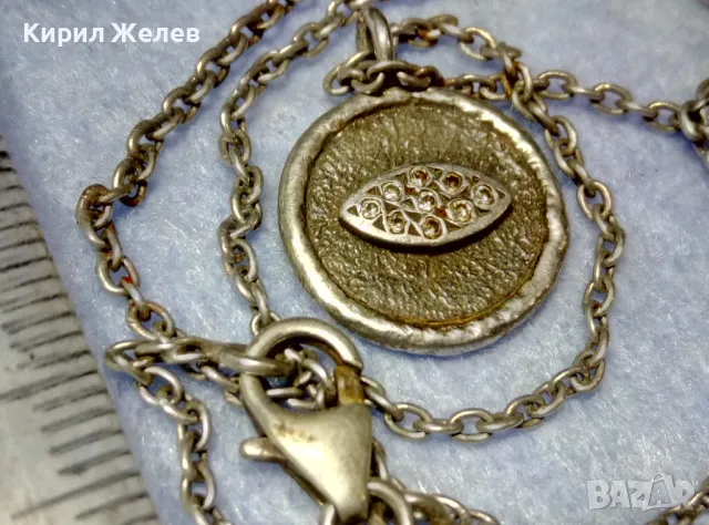 Стар ДВУСТРАНЕН РЕЛИГИОЗЕН СРЕБЪРЕН МЕДАЛЬОН КОЛИЕ СРЕБРО 925 РЪЧНА РЯДКА АРТ РАБОТА с ЦИРКОНИ 49923, снимка 4 - Антикварни и старинни предмети - 49346340
