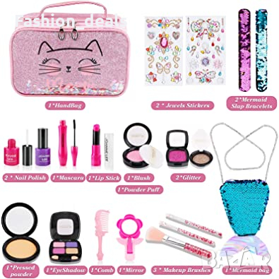 Нов Комплект детски грим играчки с козметична чанта 21 части за момиче 3г+, снимка 4 - Образователни игри - 36301553