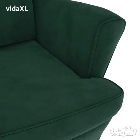 vidaXL Фотьойл, тъмнозелен, кадифе, снимка 6 - Дивани и мека мебел - 56146811