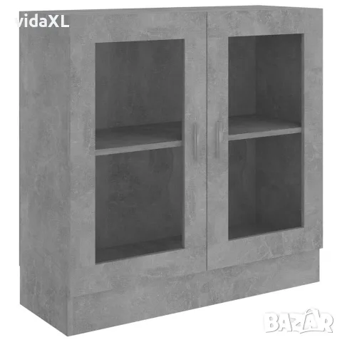 vidaXL Шкаф витрина, бетонно сив, 82,5x30,5x80 см, инженерно дърво, снимка 1 - Секции и витрини - 56147856