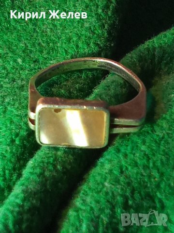 СТАР СРЕБЪРЕН СЕДЕФЕН АРТ НУВО СТИЛ ПРЪСТЕН СРЕБРО 925 РЪЧНО ИЗРАБОТЕН 25819, снимка 2 - Пръстени - 35884004