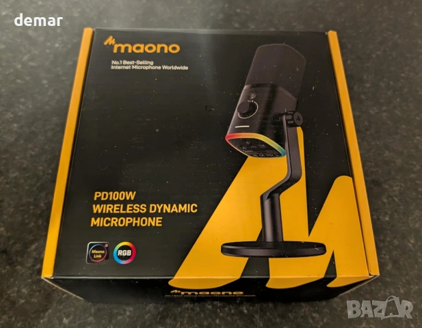 MAONO PD100W Безжичен геймърски микрофон, 2.4GHz безжичен и USB, снимка 9 - Микрофони - 53777412