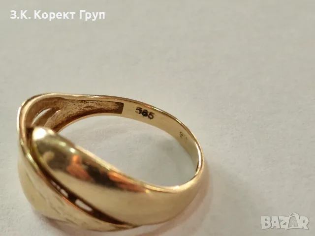 Дамски залтен пръстен 14К 585 / 2,70 гр., снимка 2 - Пръстени - 55848442