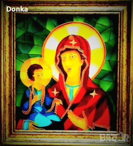 Рисувано стъкло авторска картина тип "витраж", 40х49 см