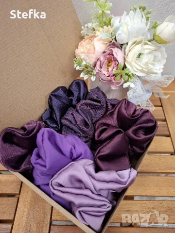 Подаръчен комплект скрънчита - 6 броя, снимка 10 - Аксесоари за коса - 39655203