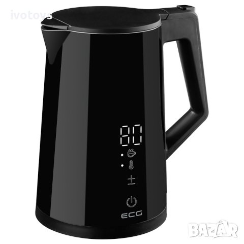 Двустенна кана с контрол на температурата ECG RK 1893 Digitouch Black, 1.7л, 1850–2200 W, Черен, снимка 1