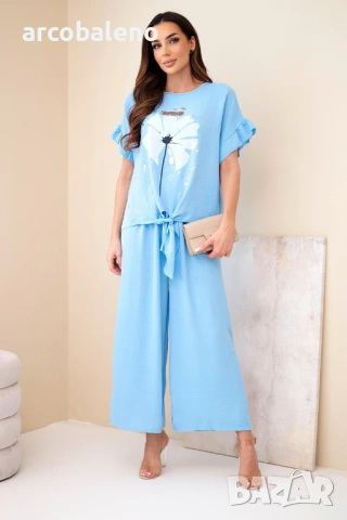 Дамски комплект от вискоза с щампована блуза и панталон, 11цвята , снимка 12 - Комплекти - 53863336