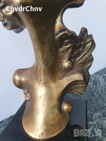 30см-4кг Арт Деко статуетка-бюст/испанска дизайнерска бронзова скулптура/абстрактна фигура на жена, снимка 3 - Статуетки - 50485598