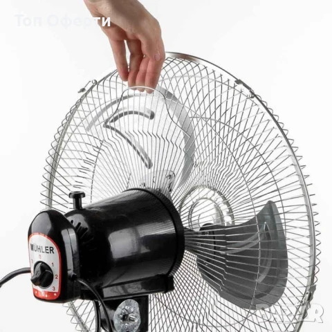 Вентилатор на стойка 16''Muhler FM-6136D 3in1, 50W, индустриален, на стойка, стена, под, снимка 8 - Вентилатори - 50460056